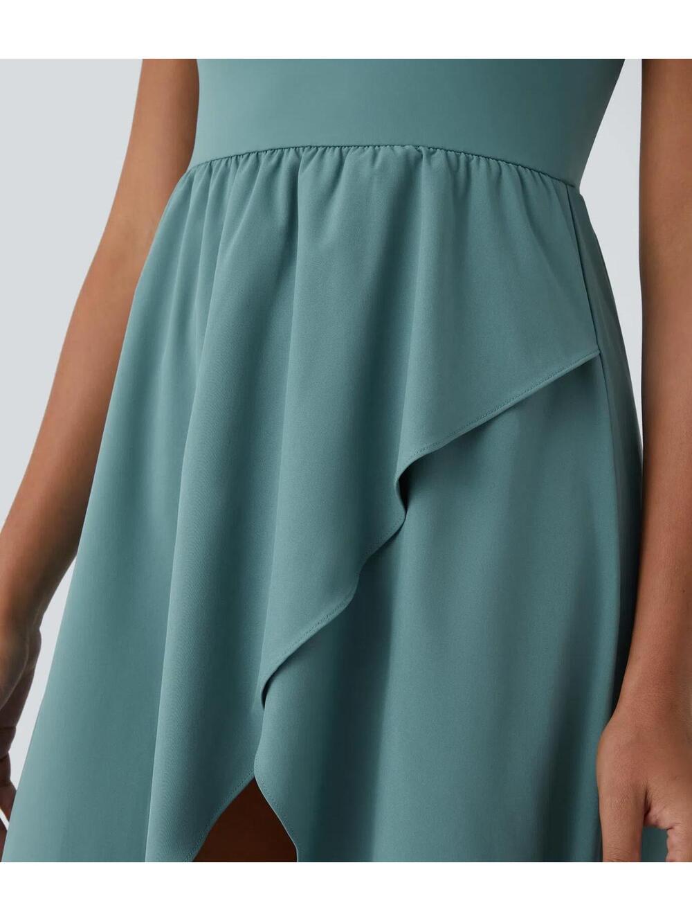 NWT Halara Breezeful High Low 2-Piece Pocket Midi Dress Stone Blue XS - Picture 7 of 16